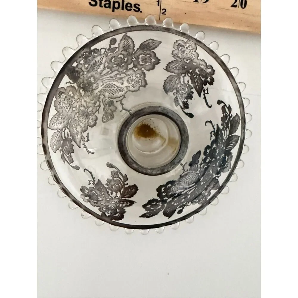 Vintage Candle Holder Detailed With Sterling Overlay - Very Unique - This Was Cr